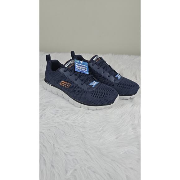 Skechers Mens Track Moulton Navy Blue Memory Foam Washable Sneakers Size 11.5